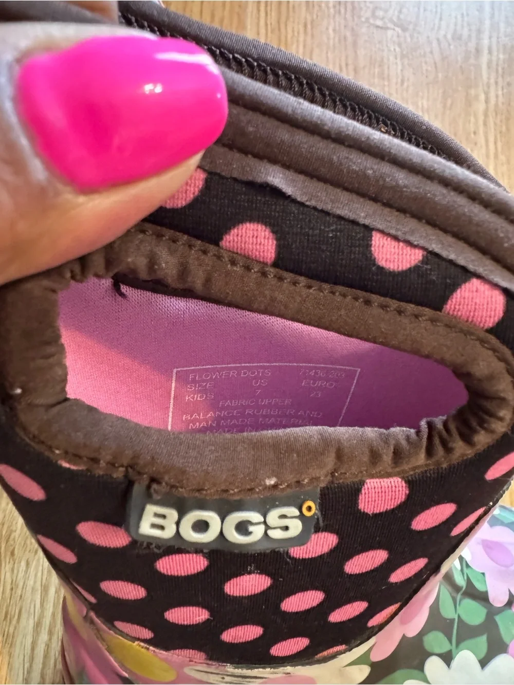 Bogs Kids Pink Floral & Polka Dot Rain Boots